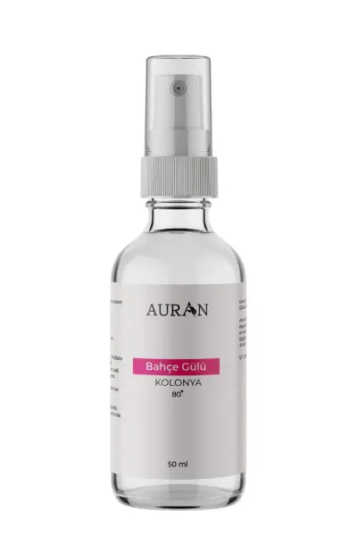 AURAN Bahçe Gülü Cam Şişe 80 Derece Kolonya Mini 50 ml.