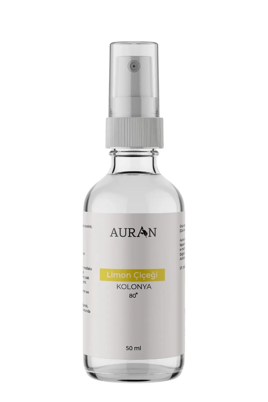 AURAN Limon Çiçeği Cam Şişe 80 Derece Mini Kolonya 50 ml.