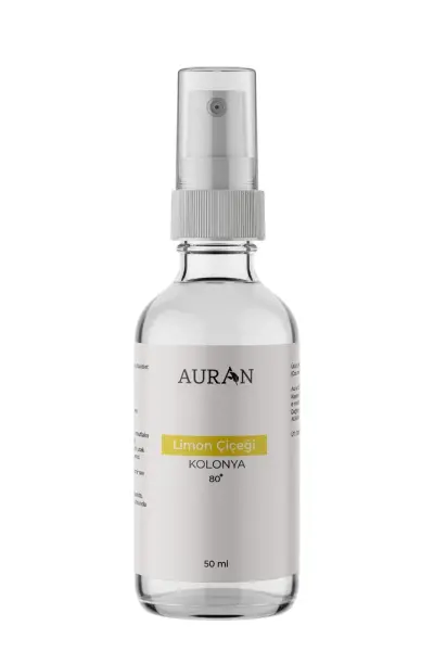 AURAN Limon Çiçeği Cam Şişe 80 Derece Mini Kolonya 50 ml.