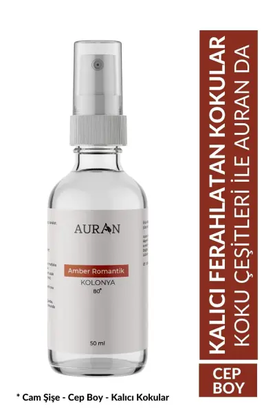 AURAN Amber Romantik Cam Şişe 80 Derece Kolonya 50 ml.