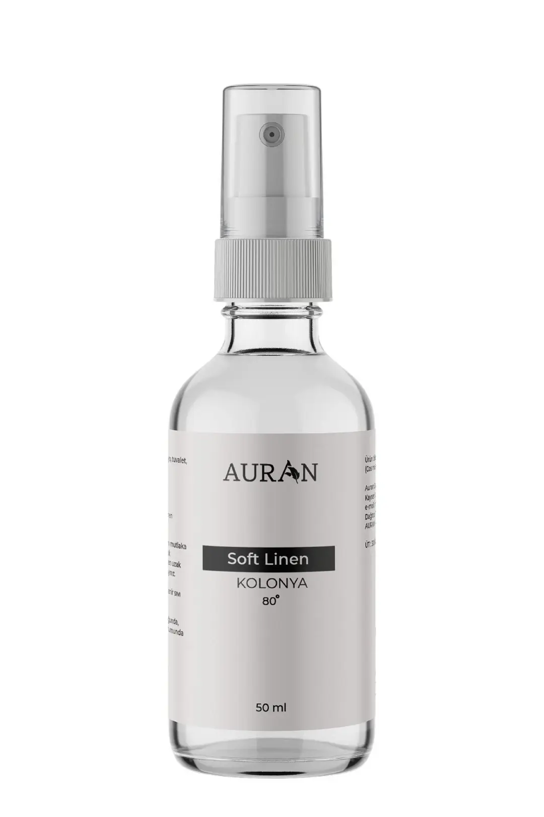 AURAN Soft Linen Cam Şişe 80 Derece Mini Kolonya 50 ml