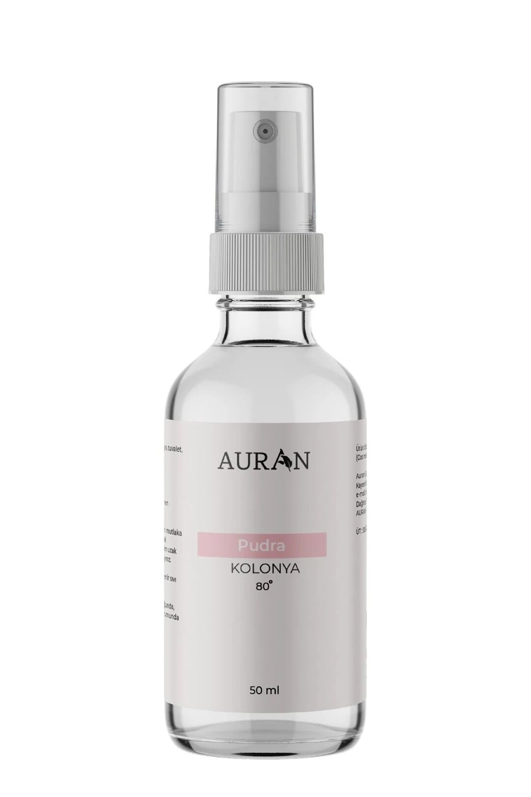 AURAN Pudra Cam Şişe 80 Derece Mini Kolonya 50 ml