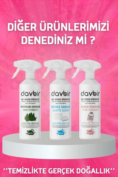 DAVBİR Bebek Pudrası Kokulu WC Kötü Koku Giderici Ultra Kalıcı Yüzey Parfümü 250 ml.