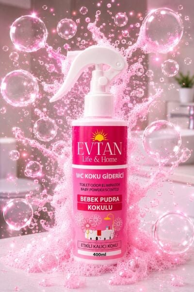 EVTAN Life&Home Bebek Pudrası Kokulu WC Koku Giderici Ultra Kalıcı Yüzey Parfümü 400 ML