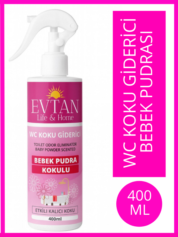 EVTAN Life&Home Bebek Pudrası Kokulu WC Koku Giderici Ultra Kalıcı Yüzey Parfümü 400 ML