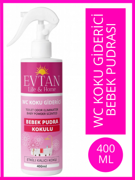 EVTAN Life&Home Bebek Pudrası Kokulu WC Koku Giderici Ultra Kalıcı Yüzey Parfümü 400 ML