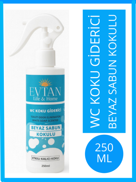 EVTAN Life&Home Beyaz Sabun Kokulu WC Koku Giderici Ultra Kalıcı Yüzey Parfümü 250 ML
