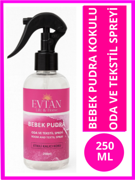 EVTAN Life&Home Bebek Pudrası Kokulu Oda Ve Tekstil Spreyi Oda Kokusu Room Spray 250 ML