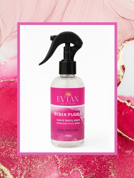 EVTAN Life&Home Bebek Pudrası Kokulu Oda Ve Tekstil Spreyi Oda Kokusu Room Spray 250 ML
